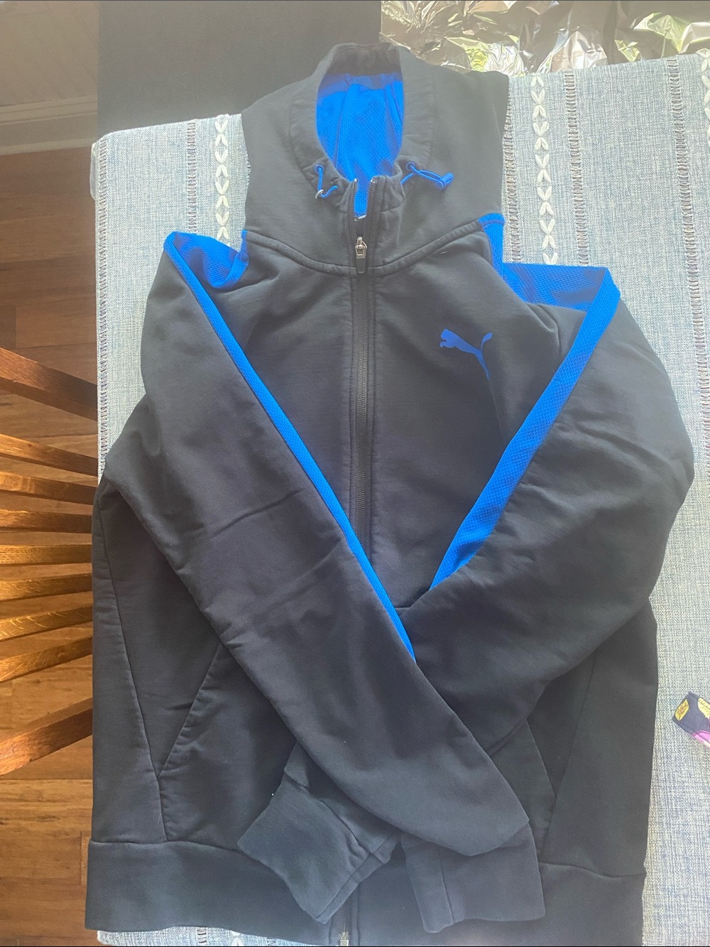 Puma Black Jacket with Blue Trim and Hood